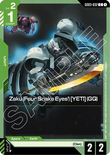 Zaku (Four Snake Eyes') [YETI] (GQ) (GD03-032) card